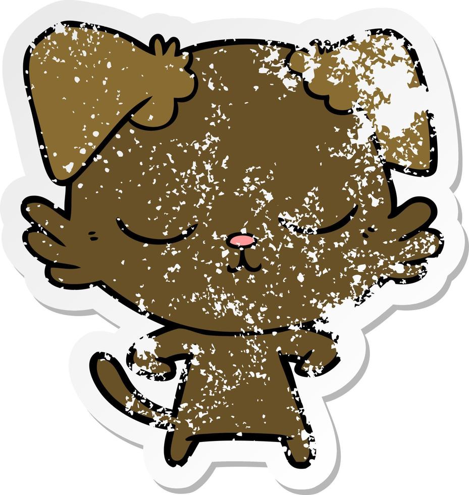 noodlijdende sticker van een schattige tekenfilmhond vector