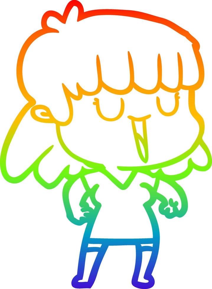 regenbooggradiënt lijntekening cartoon vrouw vector