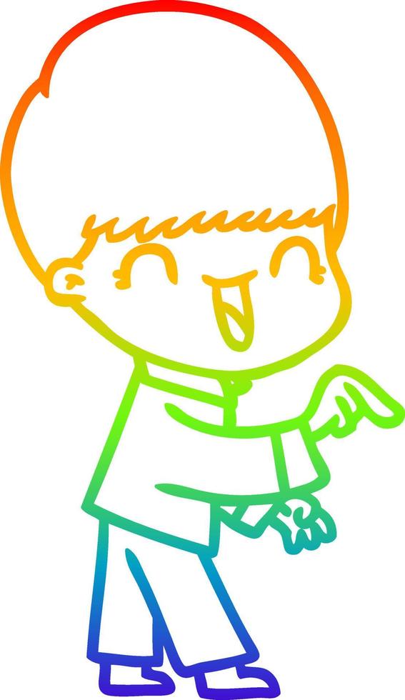 regenbooggradiënt lijntekening happy cartoon boy vector