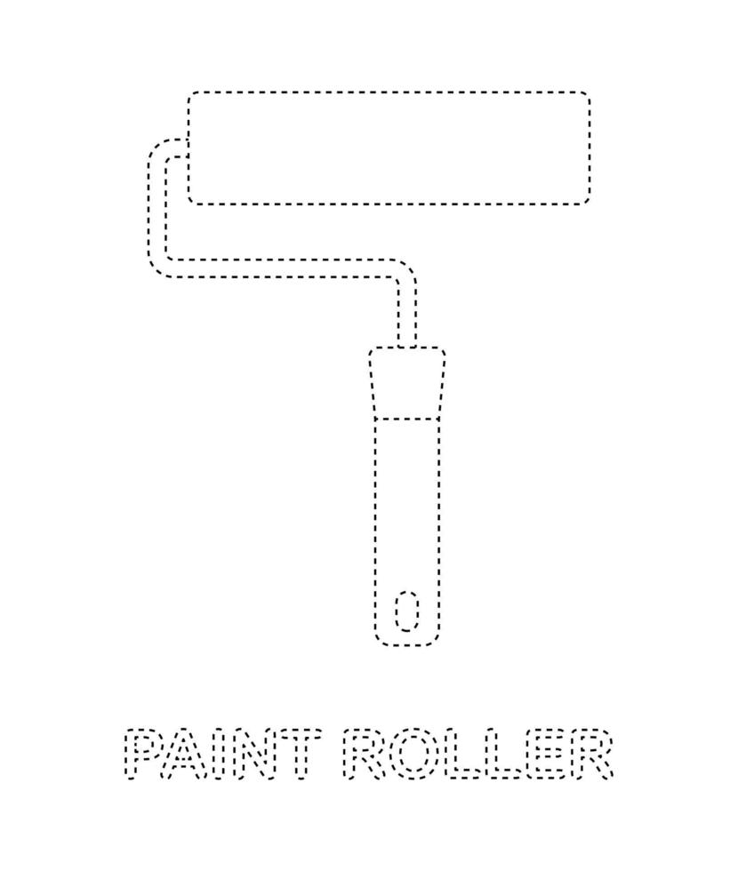verf rol traceren werkblad voor kinderen vector