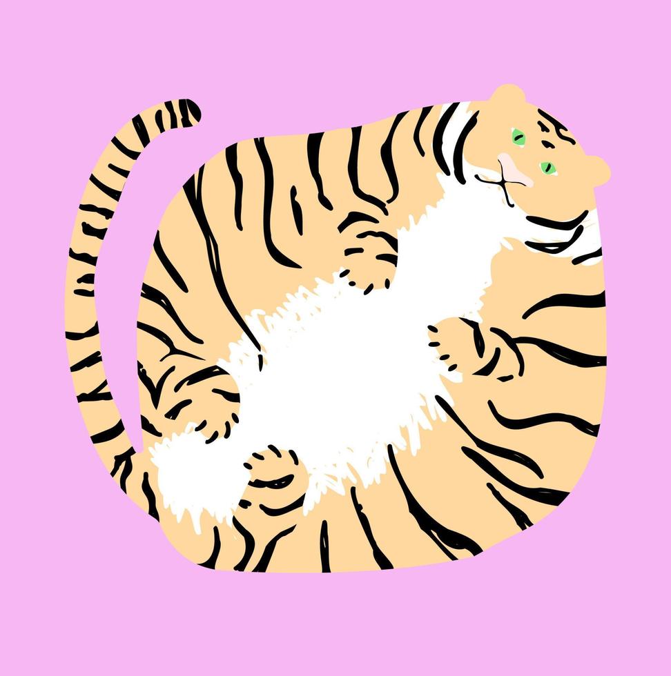 tijger vector getrokken in tekening stijl Aan een roze achtergrond
