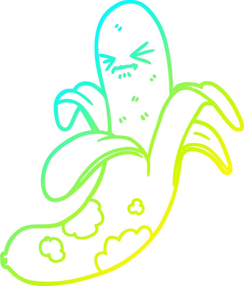koude gradiënt lijntekening cartoon rotte banaan vector