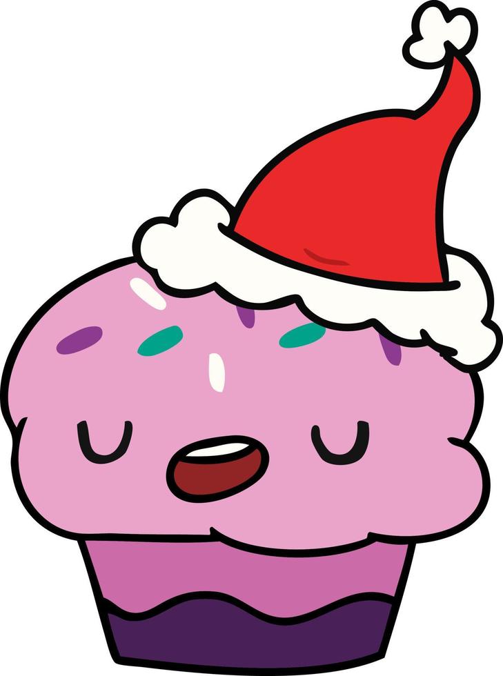 kerst cartoon van kawaii cupcake vector