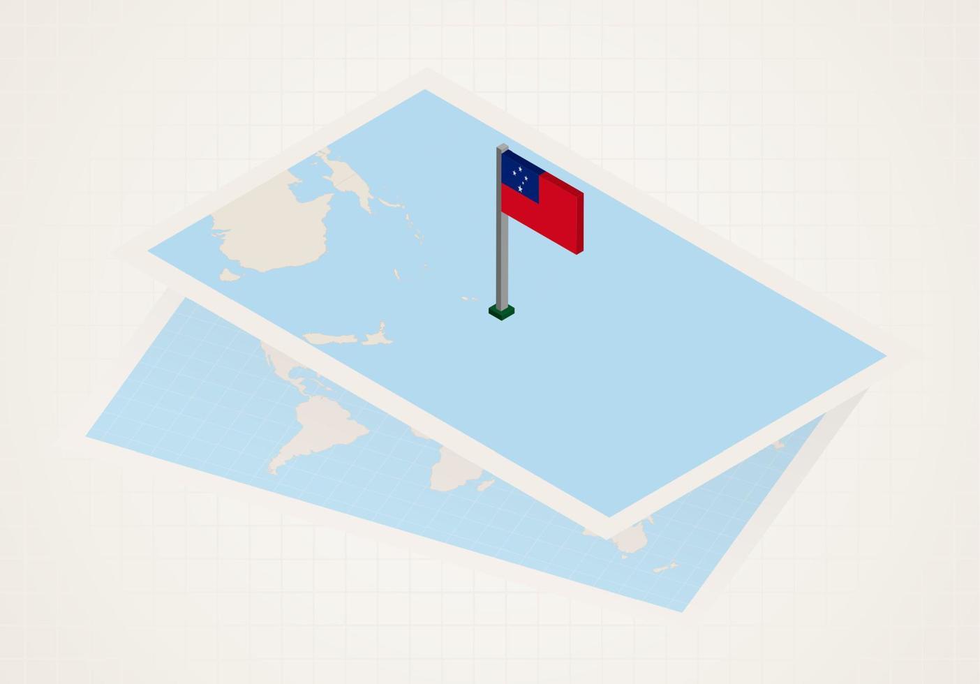 Samoa geselecteerd Aan kaart met isometrische vlag van samoa. vector