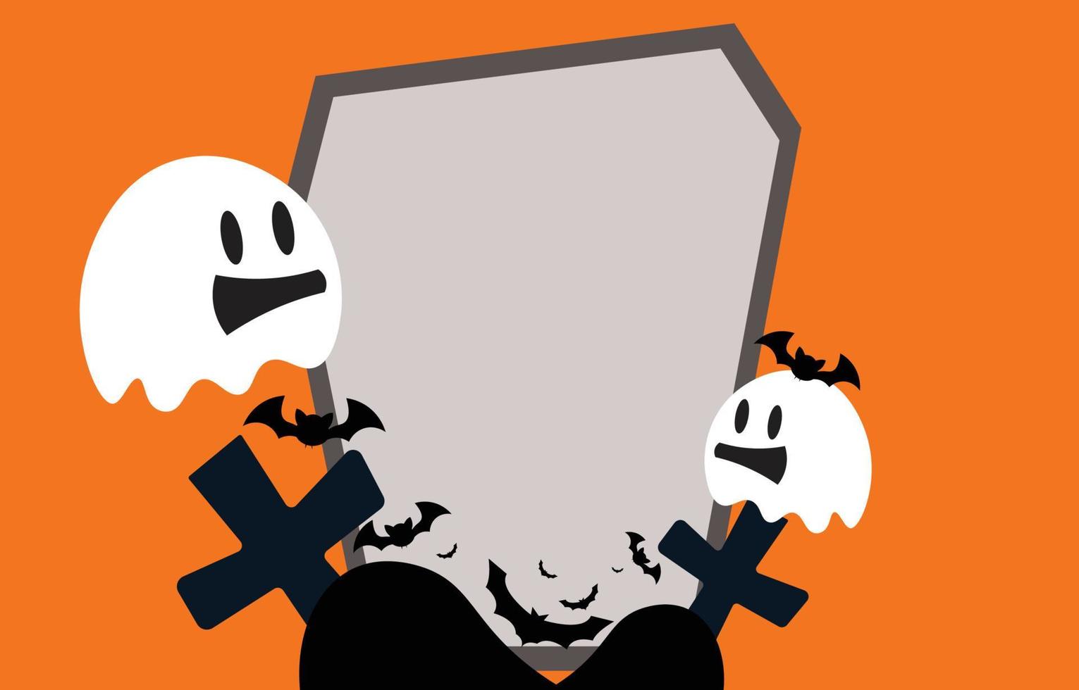 halloween achtergrond. blanco grafsteen voor transparant tekst. versierd met kruisen, grafstenen en vleermuizen. met kopiëren ruimte. verschrikking en geest dag concept illustratie vector