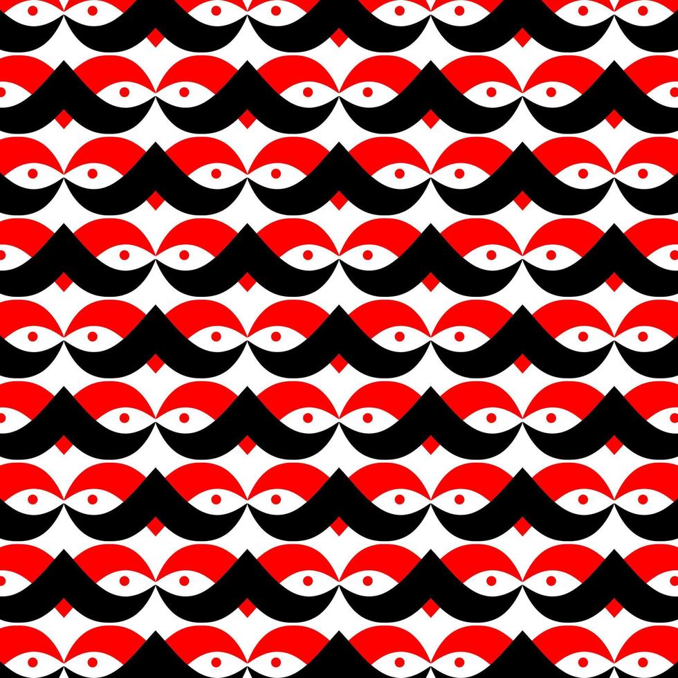 rood en zwart meetkundig patroon. herhaald ogen patroon ontwerp. vector
