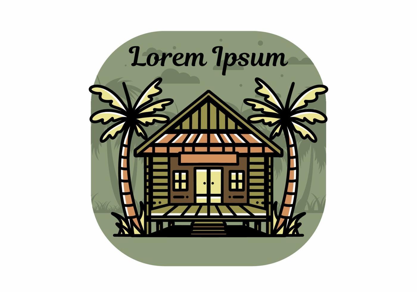 hout huis Aan de strand illustratie insigne ontwerp vector