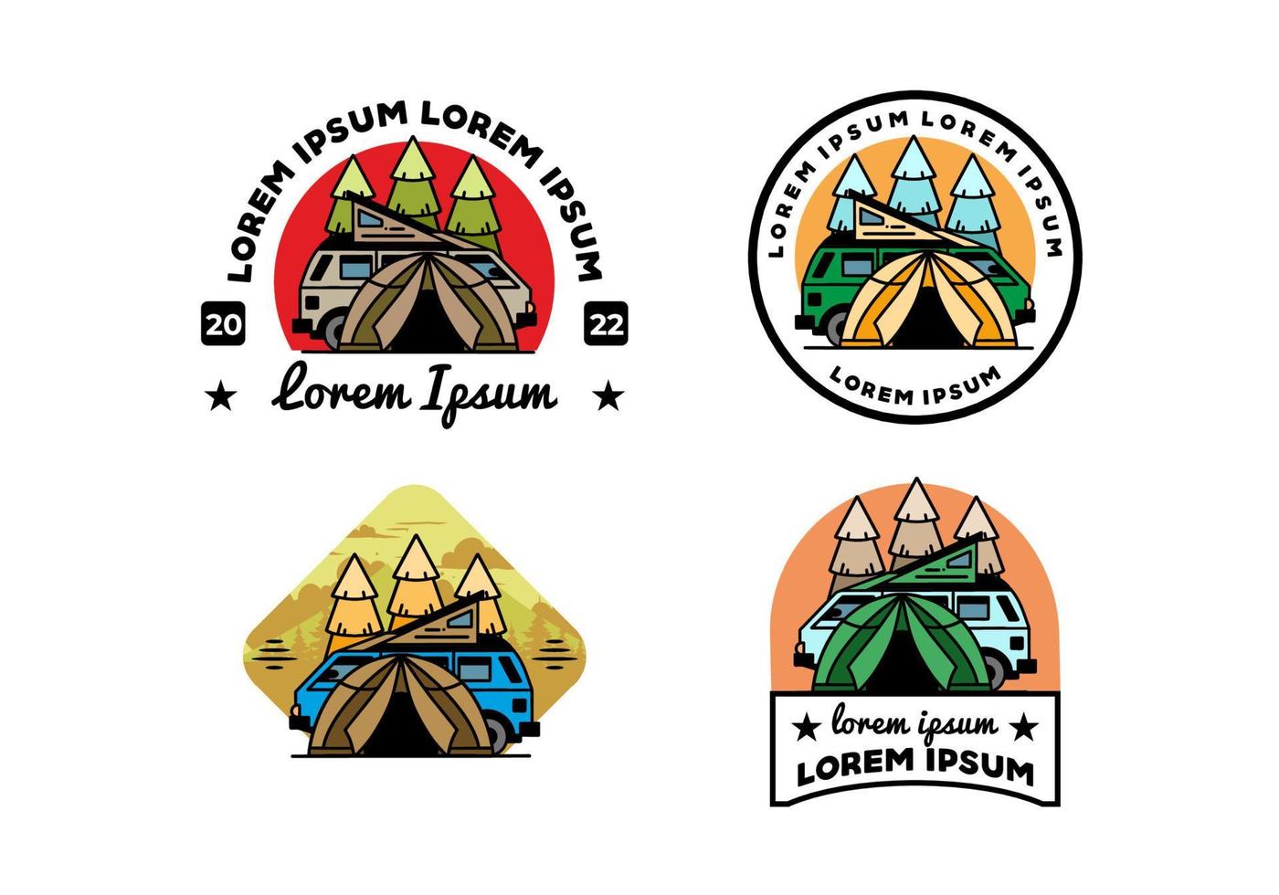 camping met tent en auto illustratie ontwerp vector