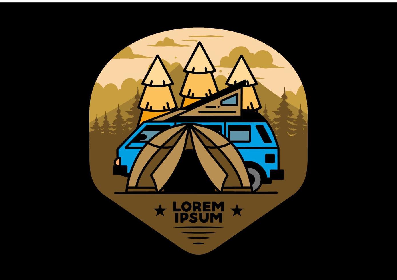 camping met tent en auto illustratie ontwerp vector