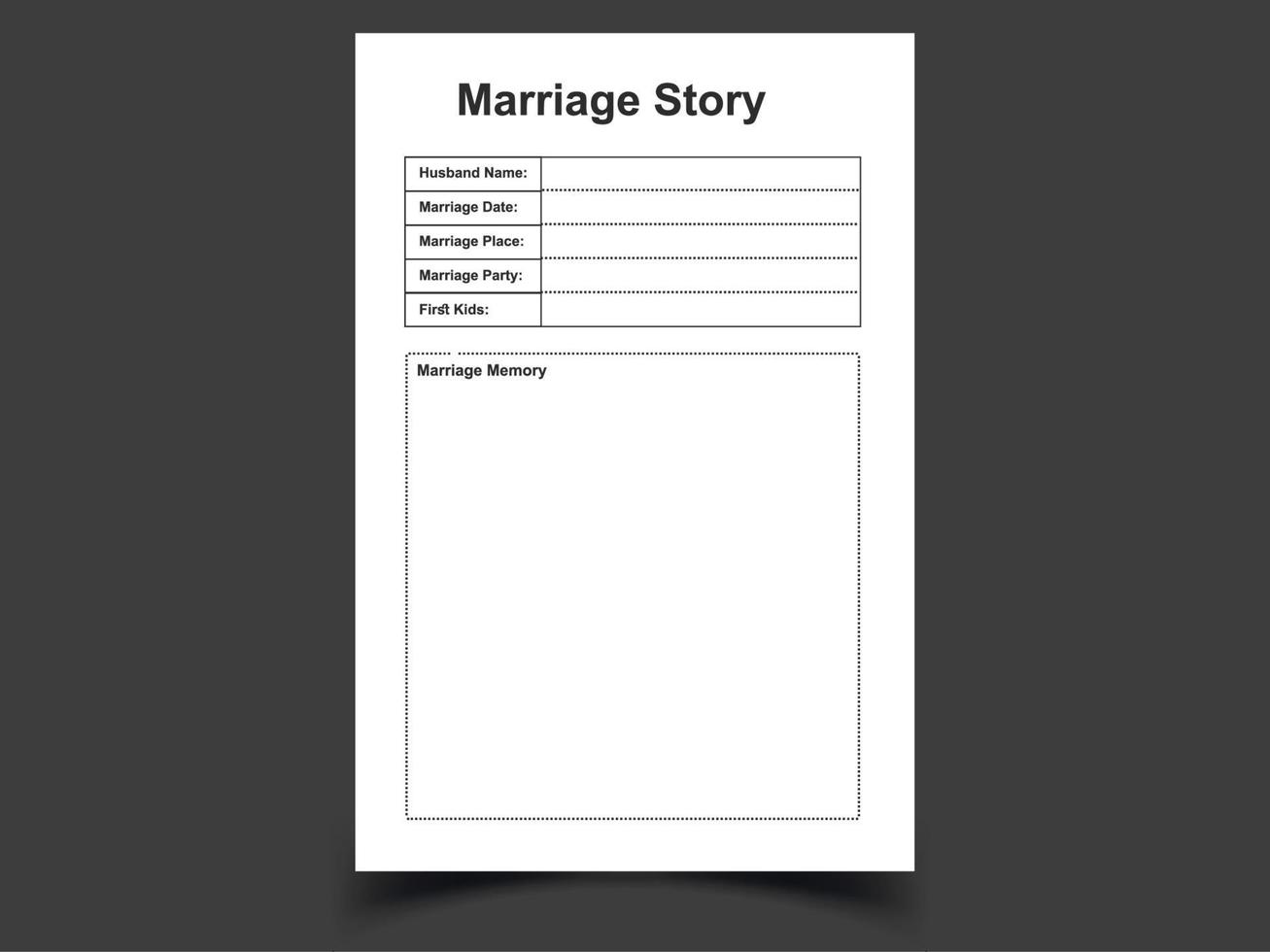 huwelijk verhaal log boek,6.9 in maat, nee! bloeden, afdrukken klaar, klaar naar uploaden vector