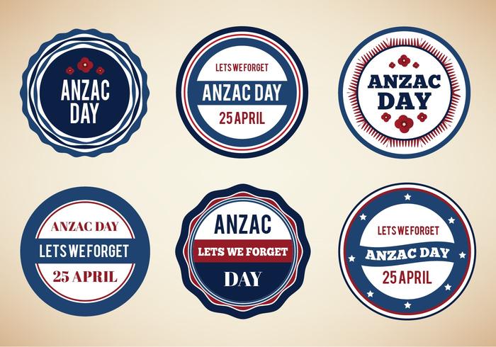 Gratis Vector Vintage Badges Voor Anzac Day