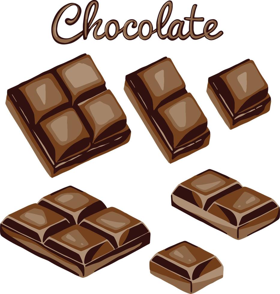 chocola bar en cacao bonen. illustratie in vlak stijl geïsoleerd Aan wit achtergrond. gemakkelijk vector