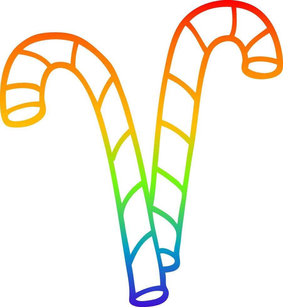 regenbooggradiënt lijntekening cartoon xmas candy cane vector