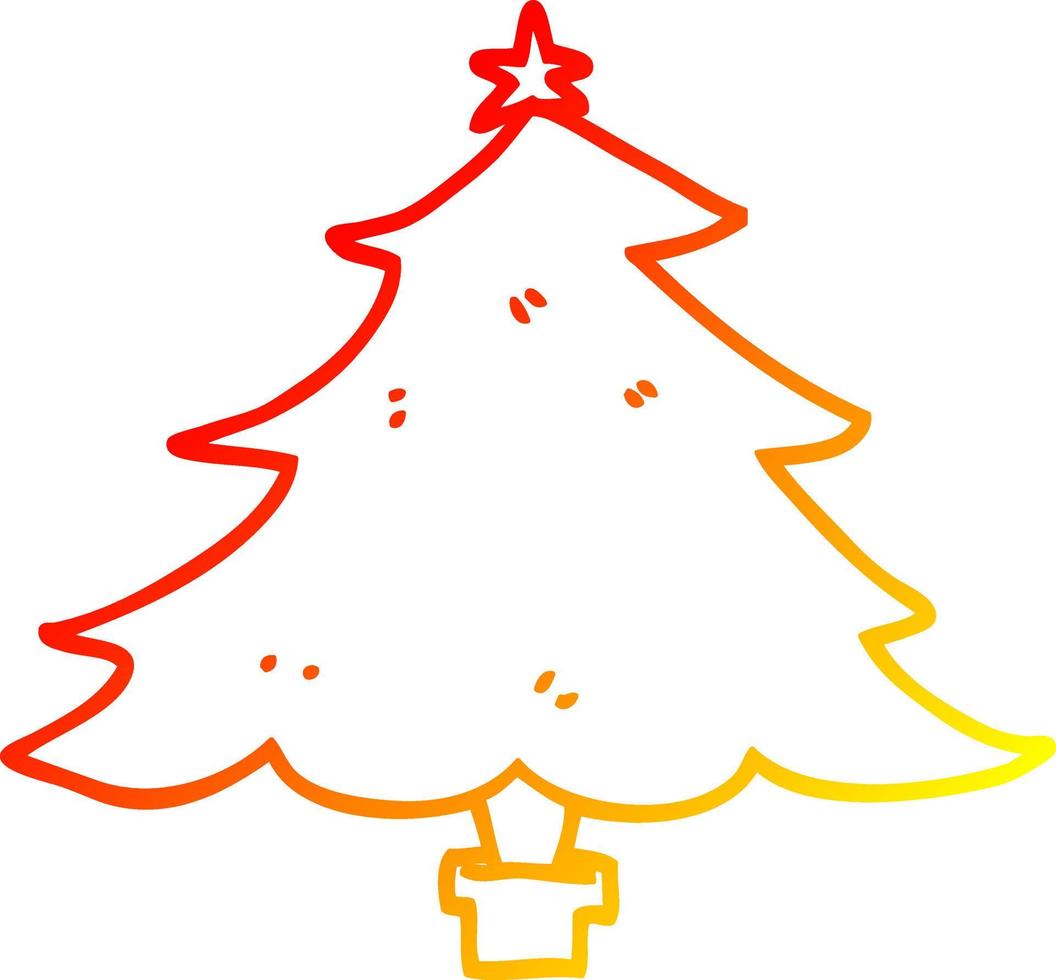 warme gradiënt lijntekening cartoon kerstboom vector