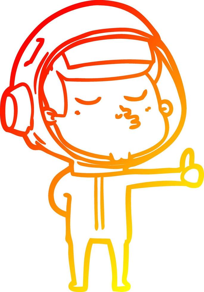 warm helling lijn tekening tekenfilm zelfverzekerd astronaut geven duimen omhoog teken vector