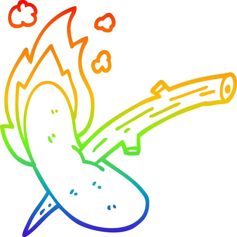 regenbooggradiënt lijntekening cartoon hotdog vector