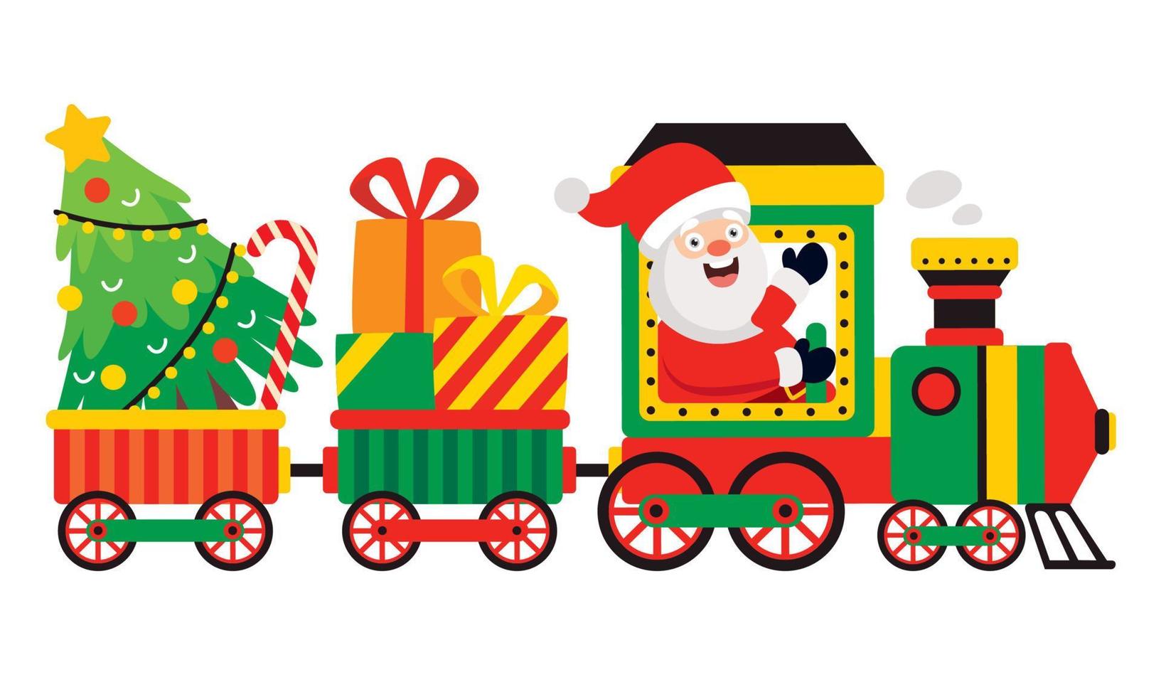 Kerstmis met de kerstman claus in trein vector
