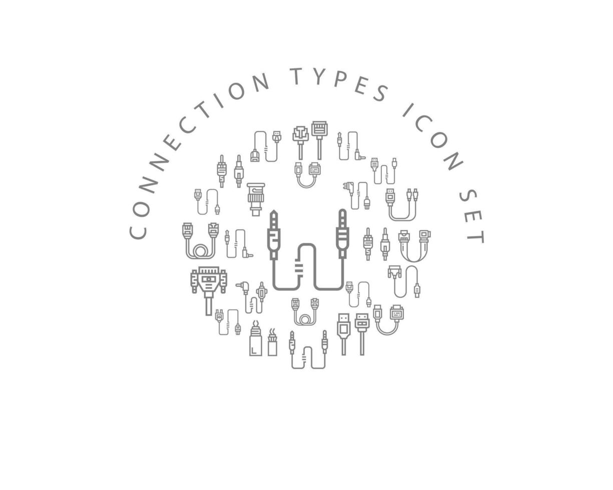 verbinding types icoon reeks ontwerp Aan wit achtergrond vector