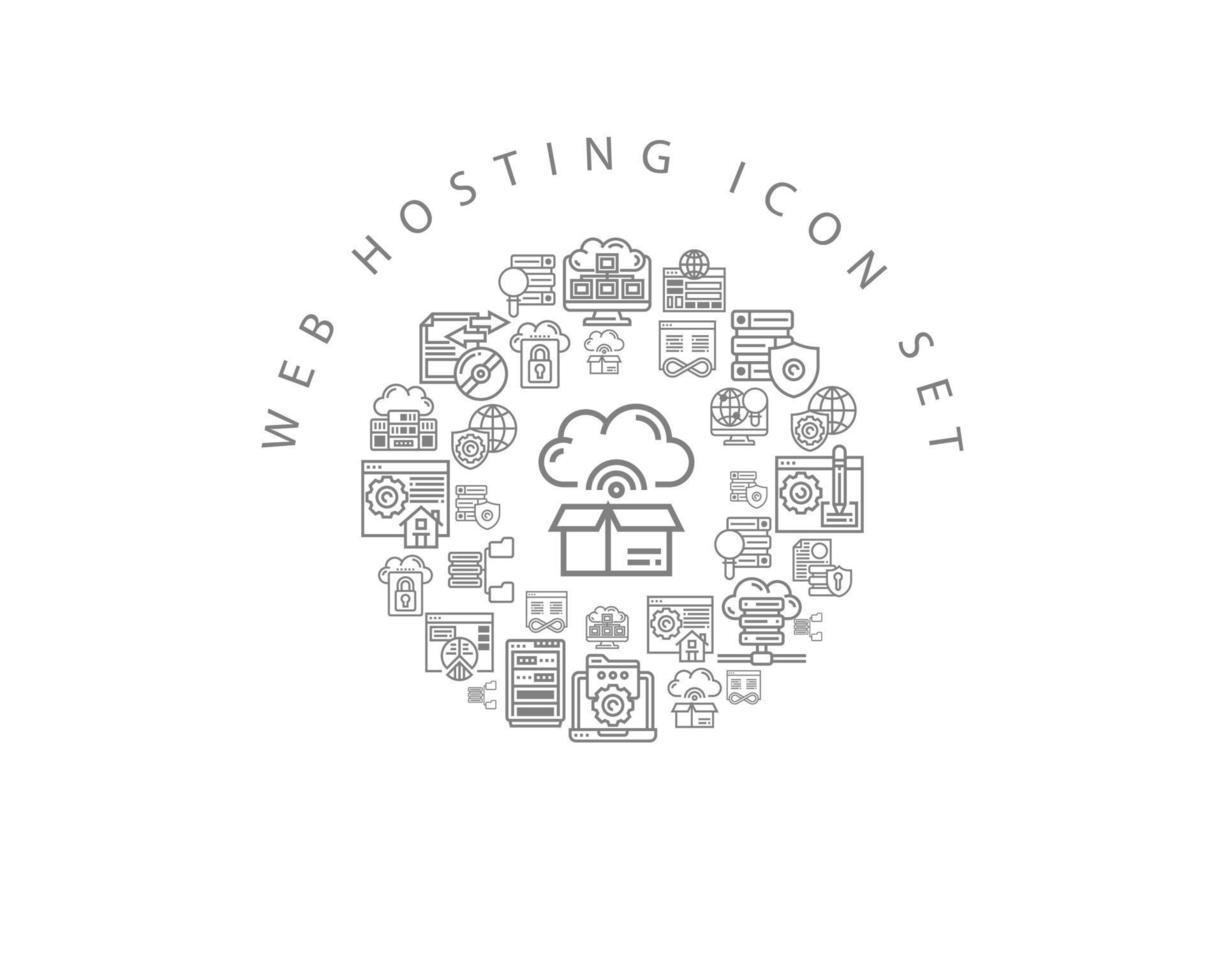 web hosting icoon reeks ontwerp Aan wit achtergrond. vector