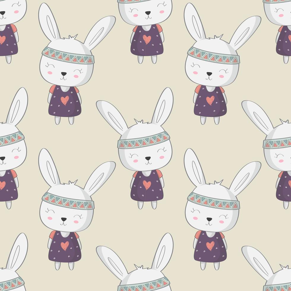 kinderen schattig konijn met harten naadloze patroon vector