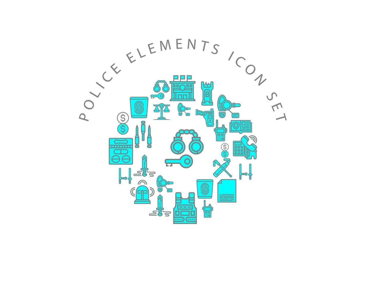 Politie elementen icoon reeks ontwerp Aan wit achtergrond. vector