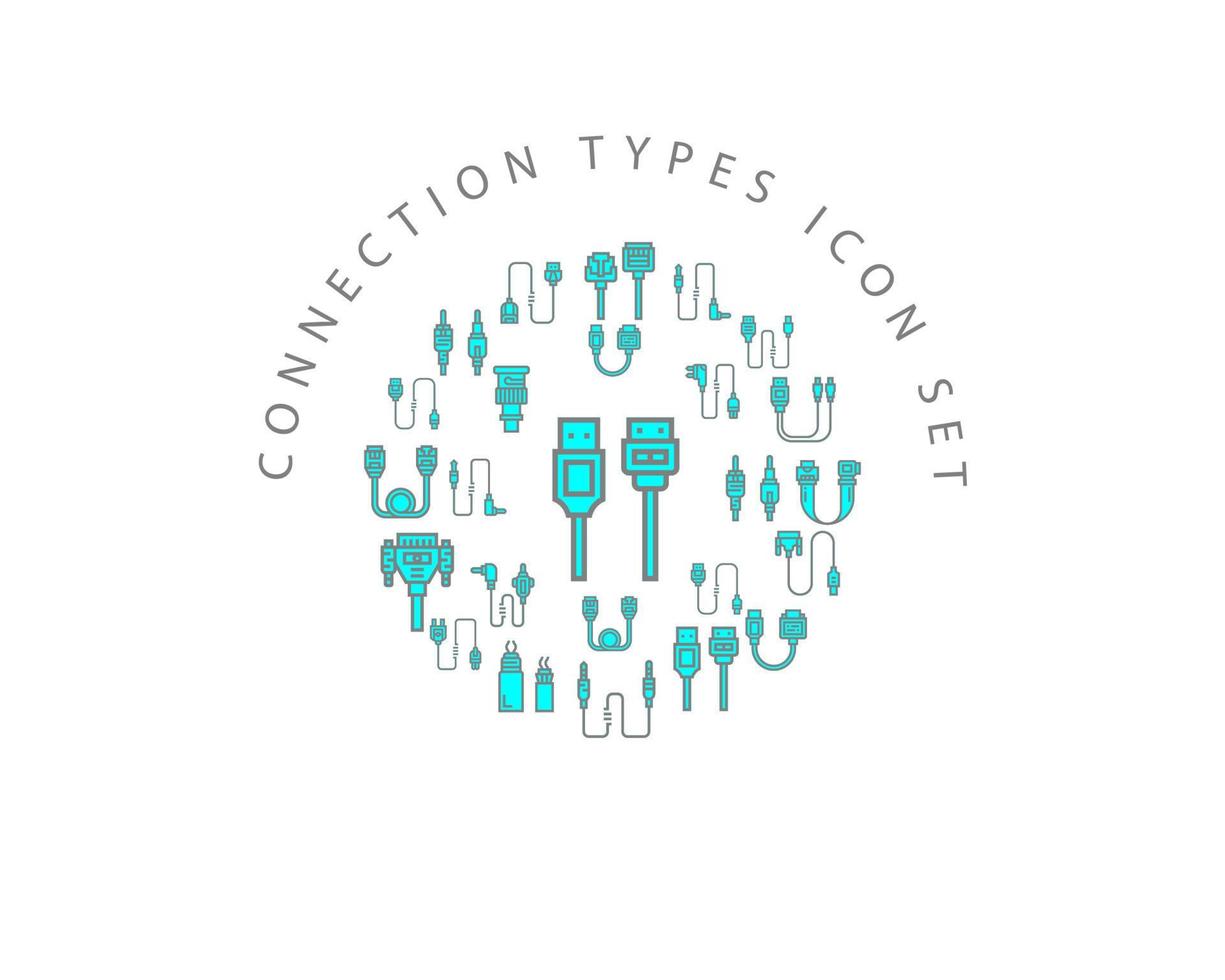 verbinding types icoon reeks ontwerp Aan wit achtergrond vector