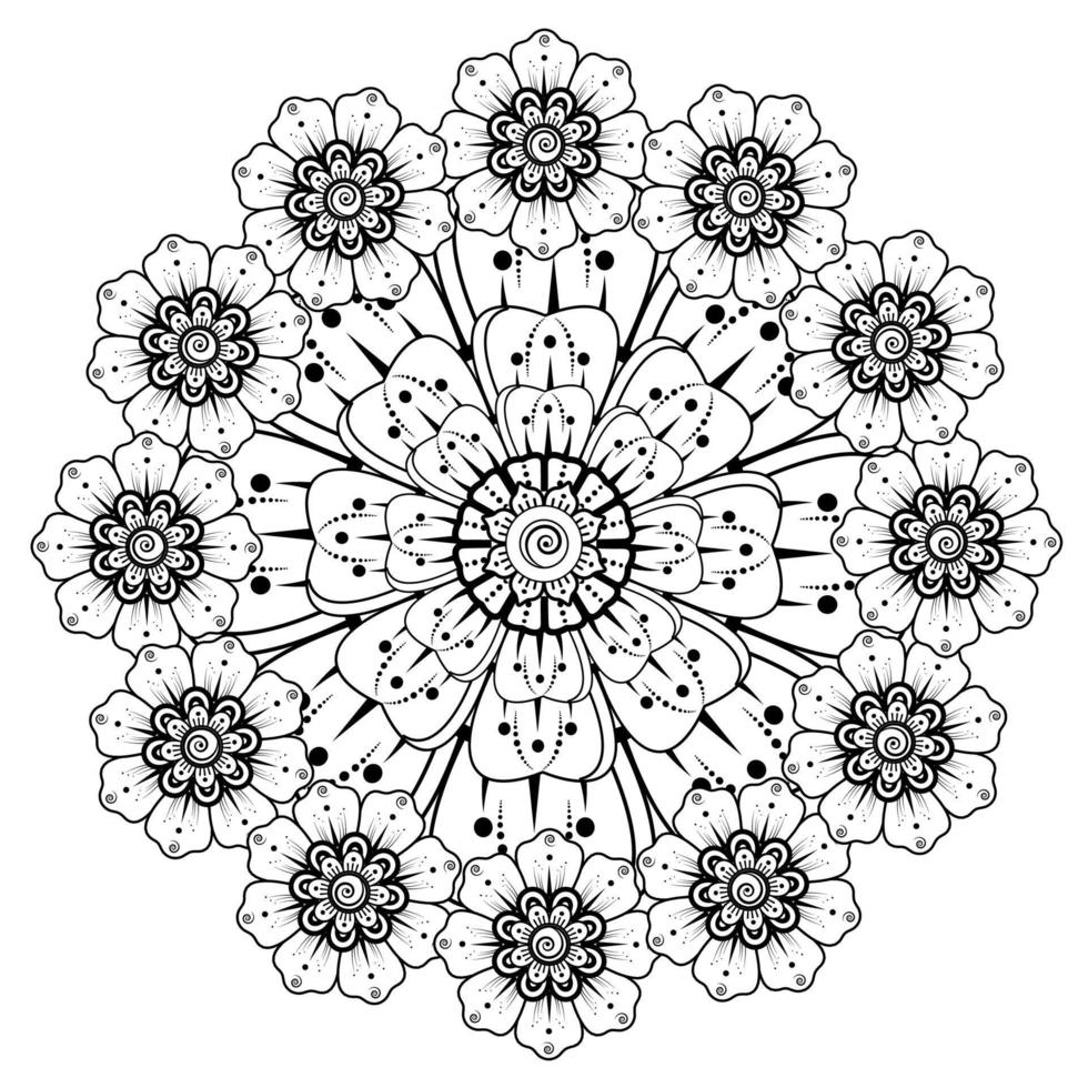 bloemenachtergrond met mehndibloem. decoratief ornament in etnische oosterse stijl. kleurboek. vector