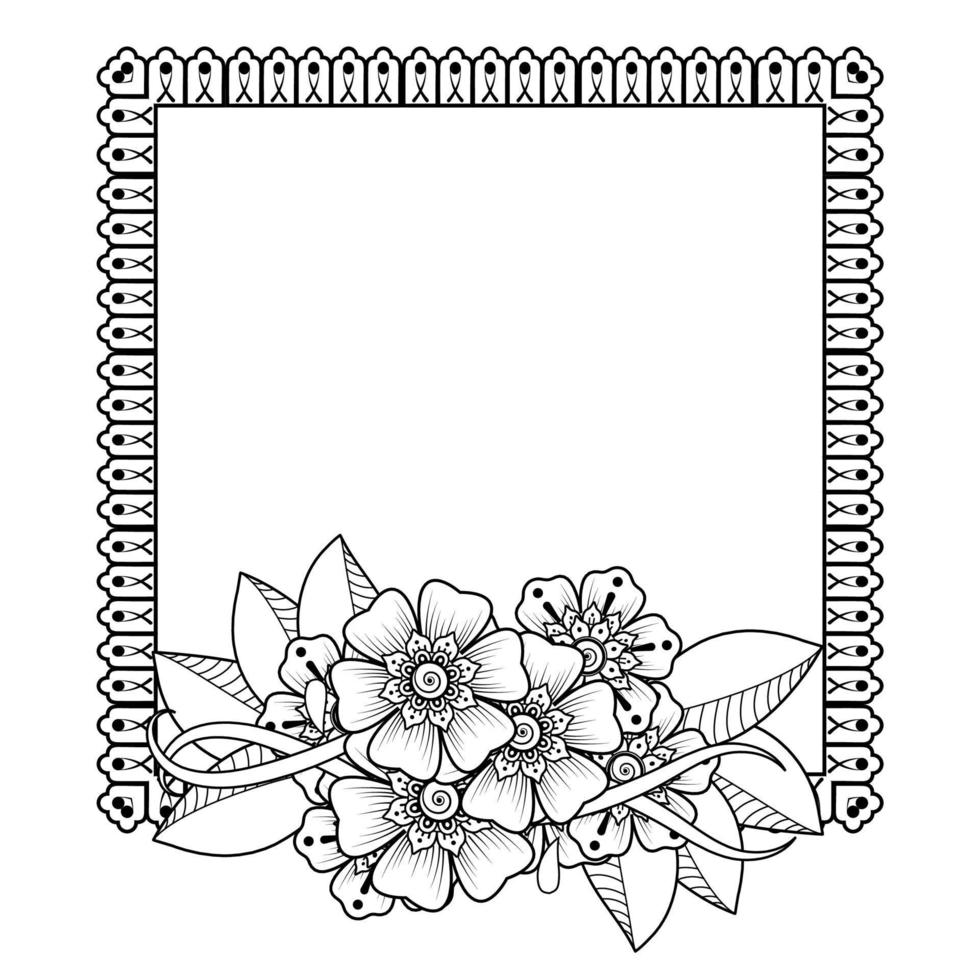 bloemenachtergrond met mehndibloem. decoratief ornament in etnische oosterse stijl. kleurboek. vector