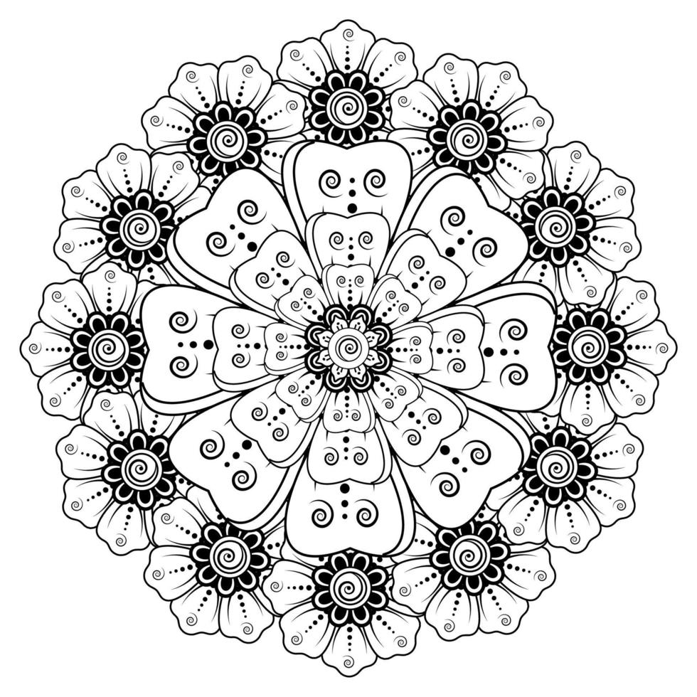 bloemenachtergrond met mehndibloem. decoratief ornament in etnische oosterse stijl. kleurboek. vector