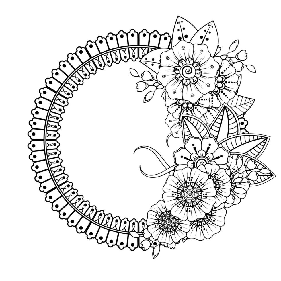 bloemenachtergrond met mehndibloem. decoratief ornament in etnische oosterse stijl. kleurboek. vector