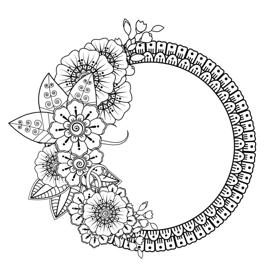 mehndi bloem voor henna, mehndi, tatoeage, decoratie. decoratief ornament in etnische oosterse stijl. vector