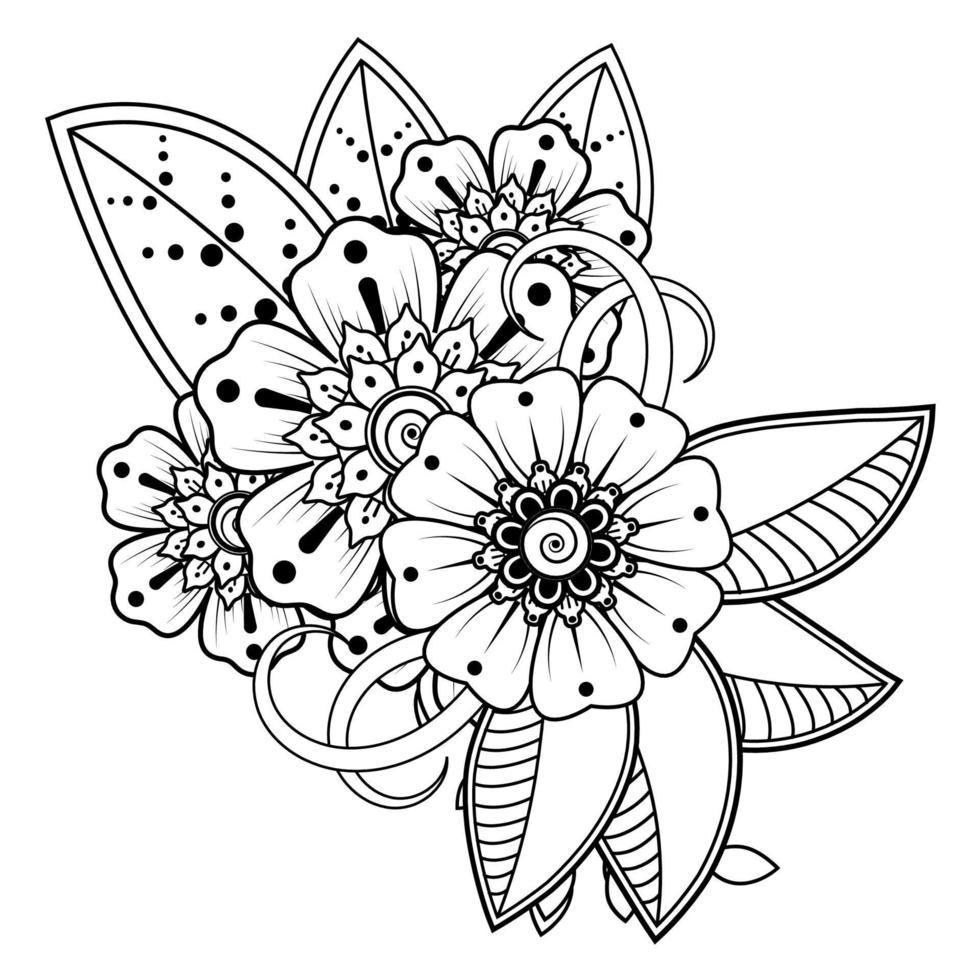 bloemenachtergrond met mehndibloem. decoratief ornament in etnische oosterse stijl. kleurboek. vector