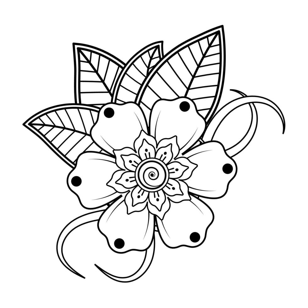 bloemenachtergrond met mehndibloem. decoratief ornament in etnische oosterse stijl. kleurboek. vector