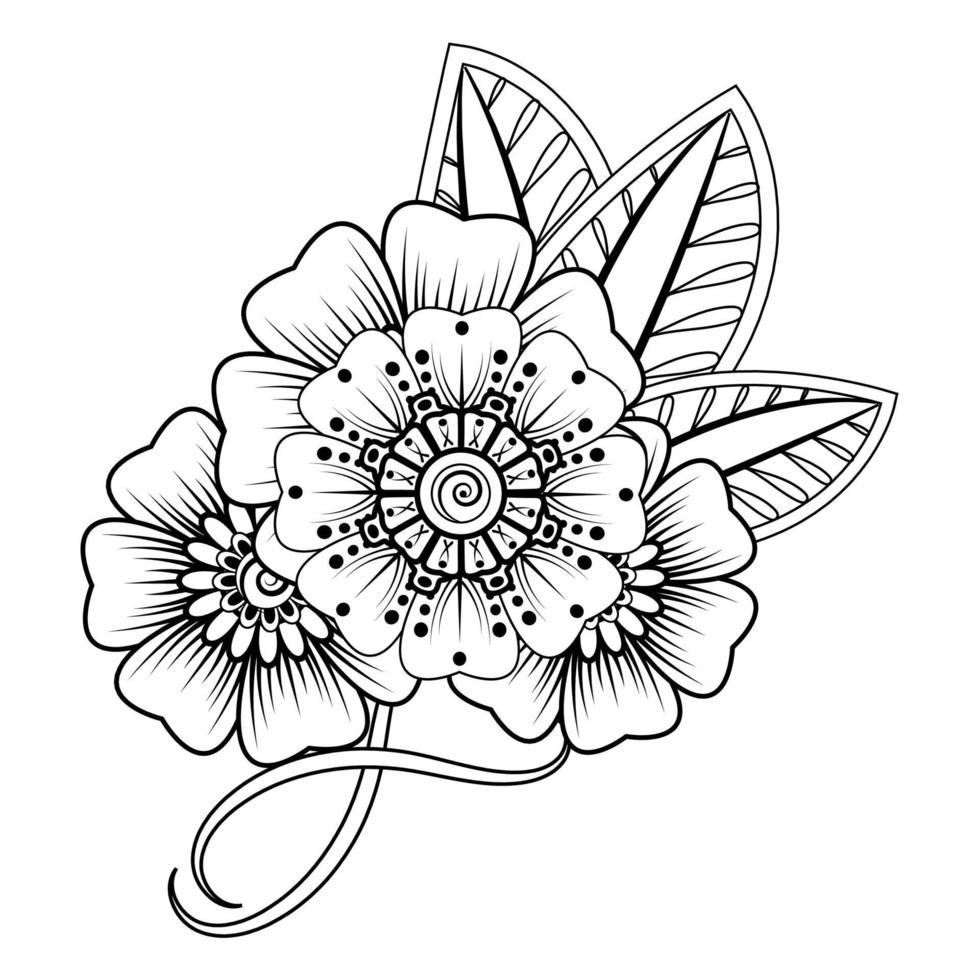 bloemenachtergrond met mehndibloem. decoratief ornament in etnische oosterse stijl. kleurboek. vector