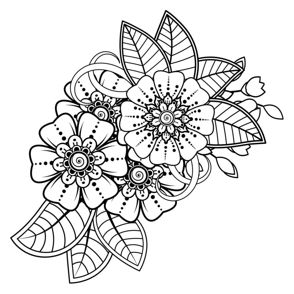 bloemenachtergrond met mehndibloem. decoratief ornament in etnische oosterse stijl. kleurboek. vector