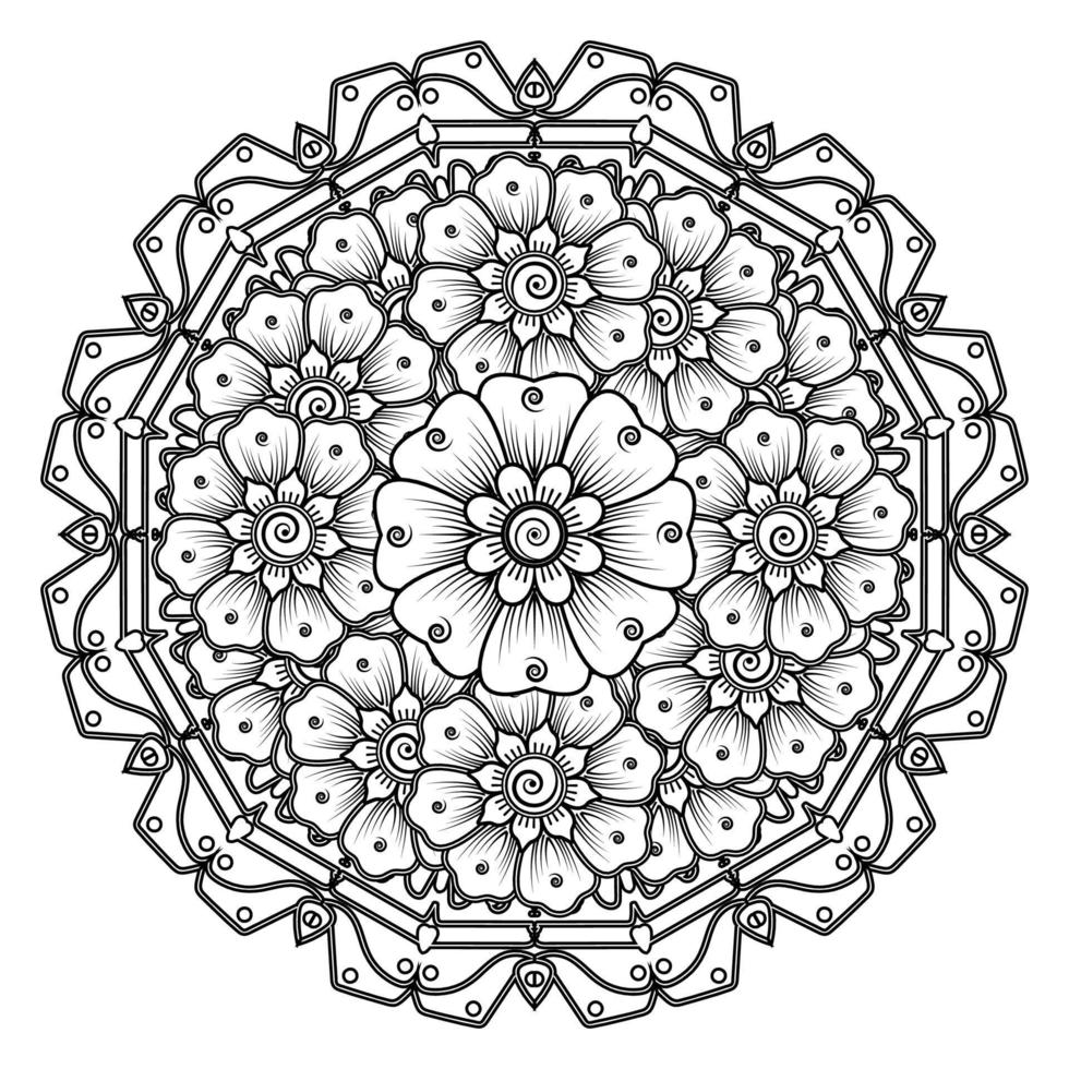 bloemenachtergrond met mehndibloem. decoratief ornament in etnische oosterse stijl. kleurboek. vector