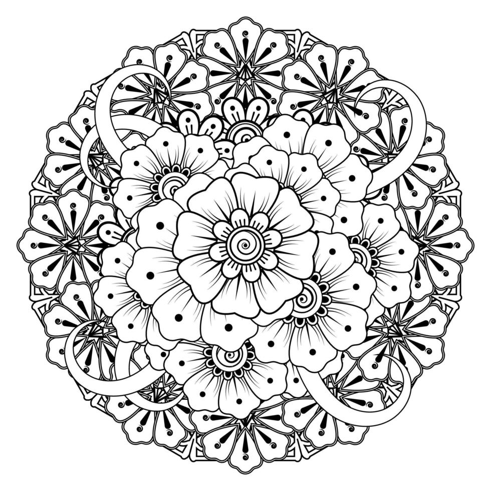 bloemenachtergrond met mehndibloem. decoratief ornament in etnische oosterse stijl. kleurboek. vector