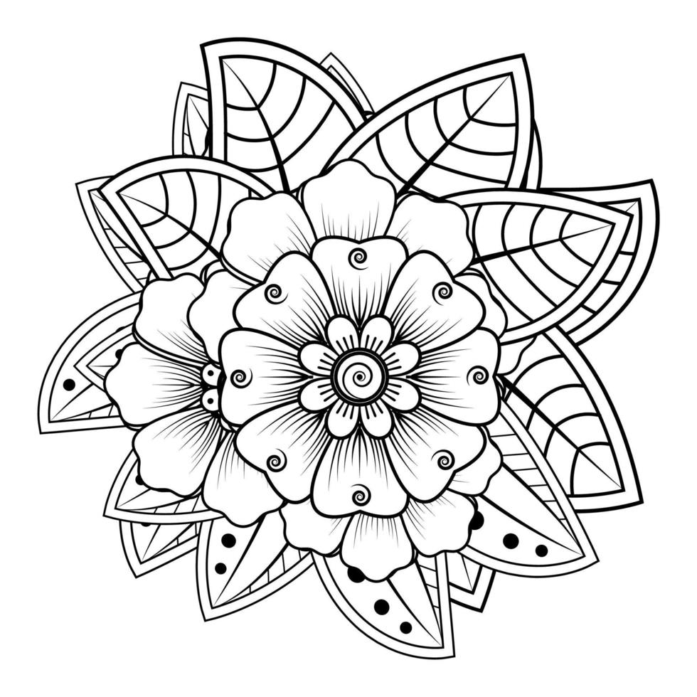 bloemenachtergrond met mehndibloem. decoratief ornament in etnische oosterse stijl. kleurboek. vector