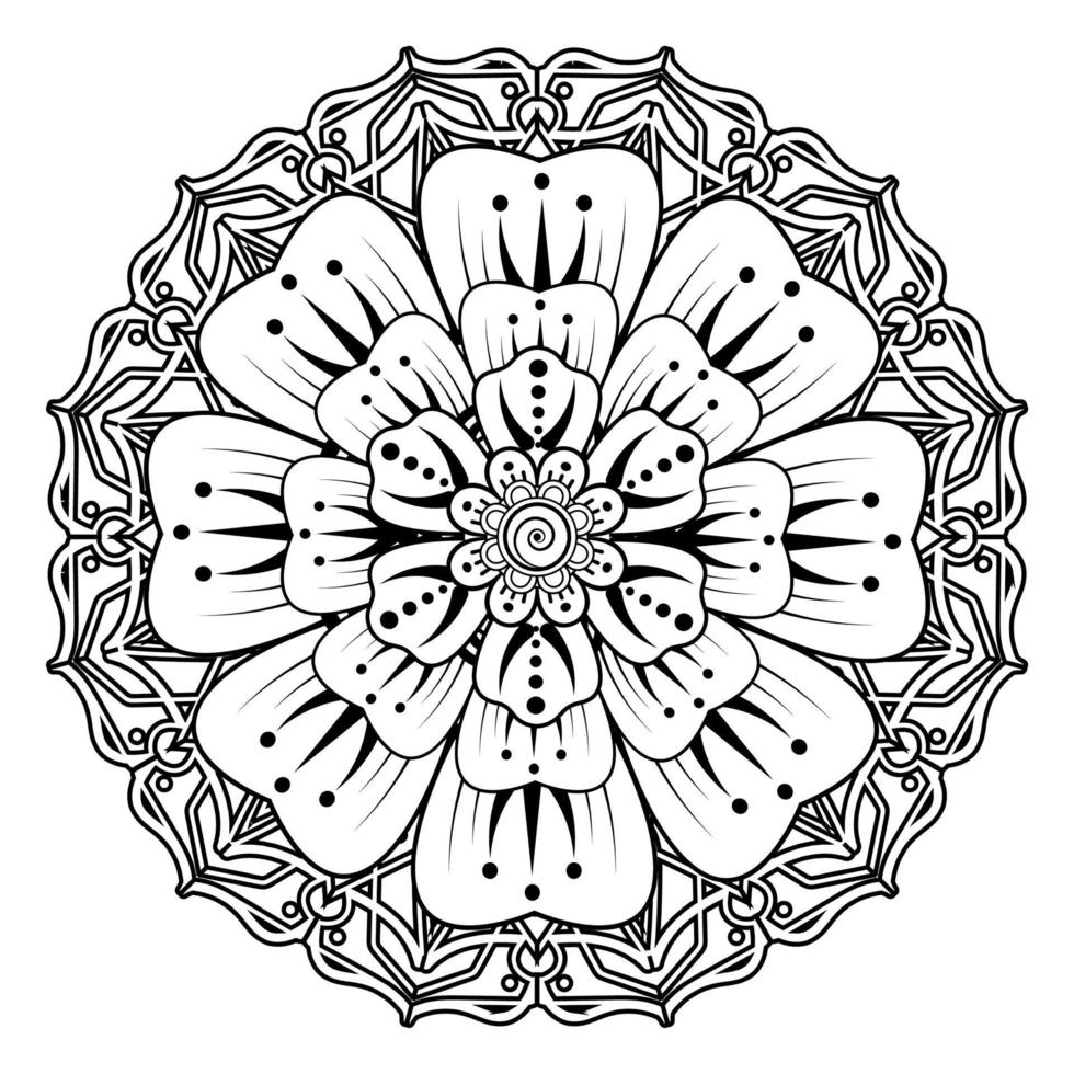 bloemenachtergrond met mehndibloem. decoratief ornament in etnische oosterse stijl. kleurboek. vector