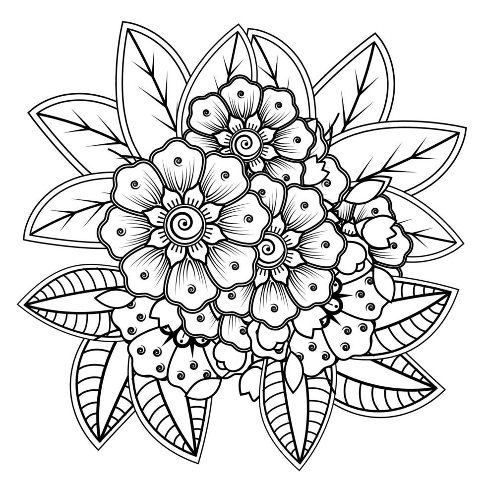 bloemenachtergrond met mehndibloem. decoratief ornament in etnische oosterse stijl. kleurboek. vector