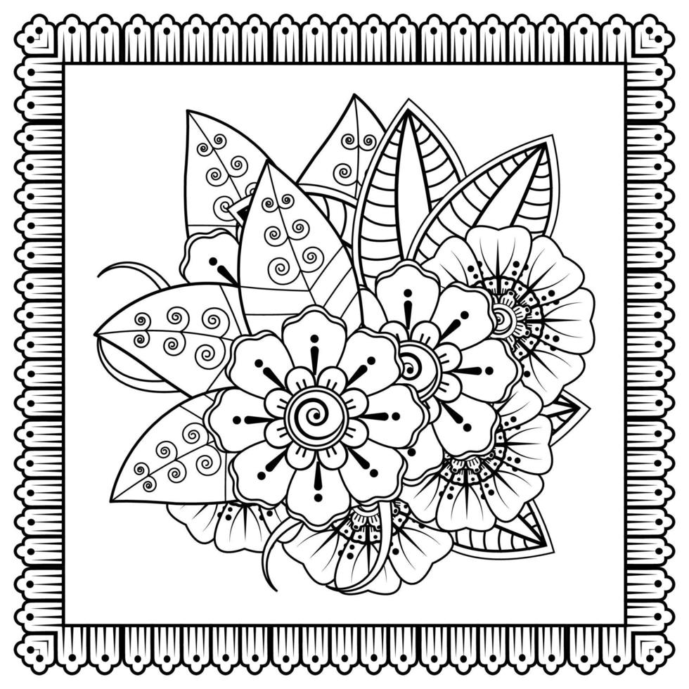 bloemenachtergrond met mehndibloem. decoratief ornament in etnische oosterse stijl. kleurboek. vector