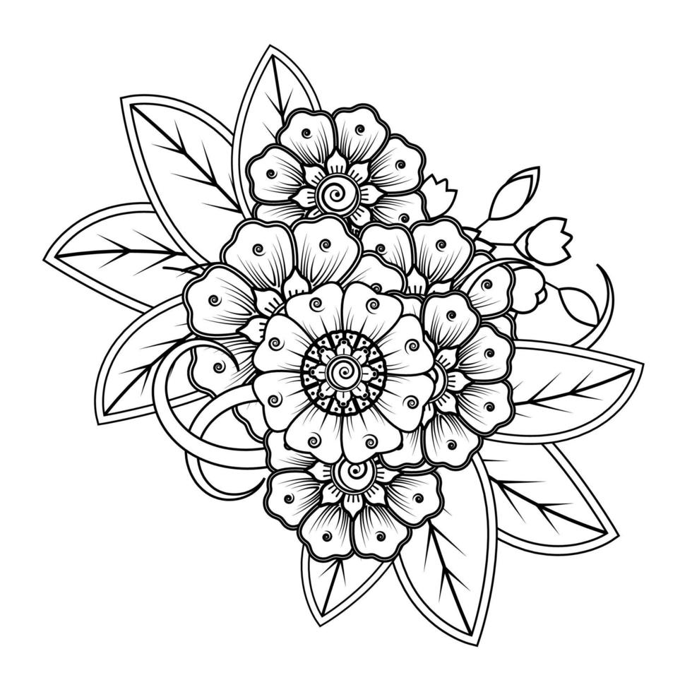 bloemenachtergrond met mehndibloem. decoratief ornament in etnische oosterse stijl. kleurboek. vector