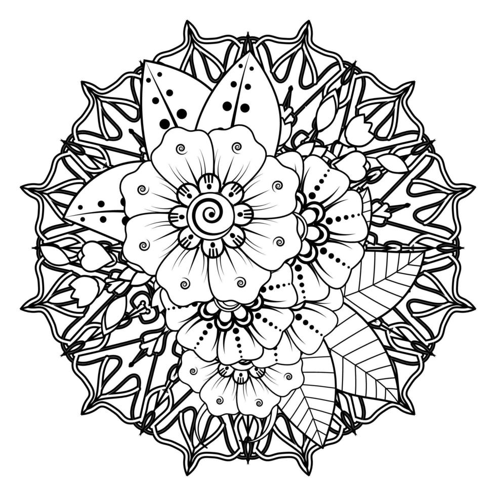 bloemenachtergrond met mehndibloem. decoratief ornament in etnische oosterse stijl. kleurboek. vector