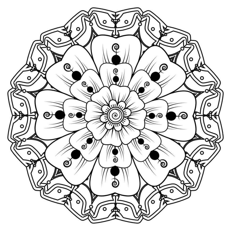 bloemenachtergrond met mehndibloem. decoratief ornament in etnische oosterse stijl. kleurboek. vector