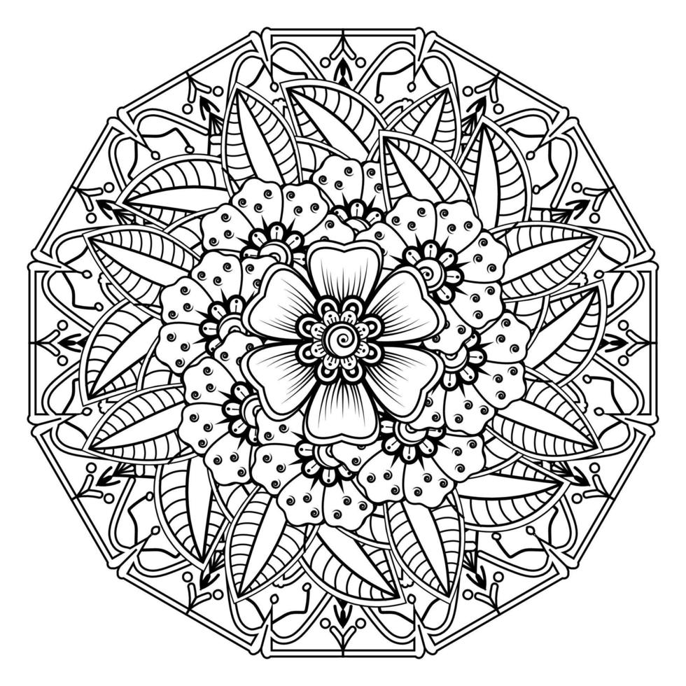 bloemenachtergrond met mehndibloem. decoratief ornament in etnische oosterse stijl. kleurboek. vector