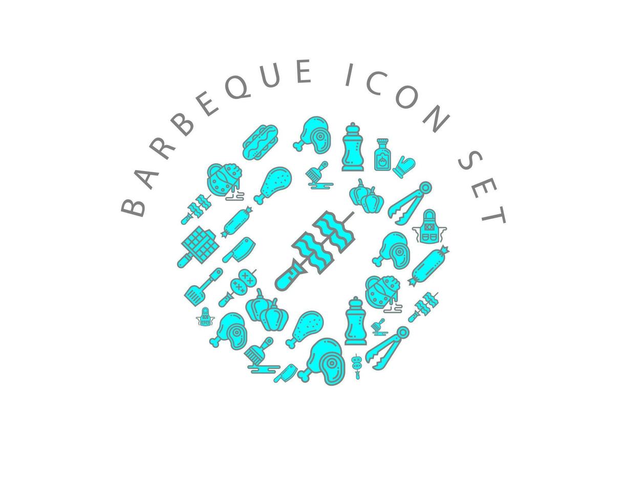 barbecue icoon reeks ontwerp Aan wit achtergrond. vector