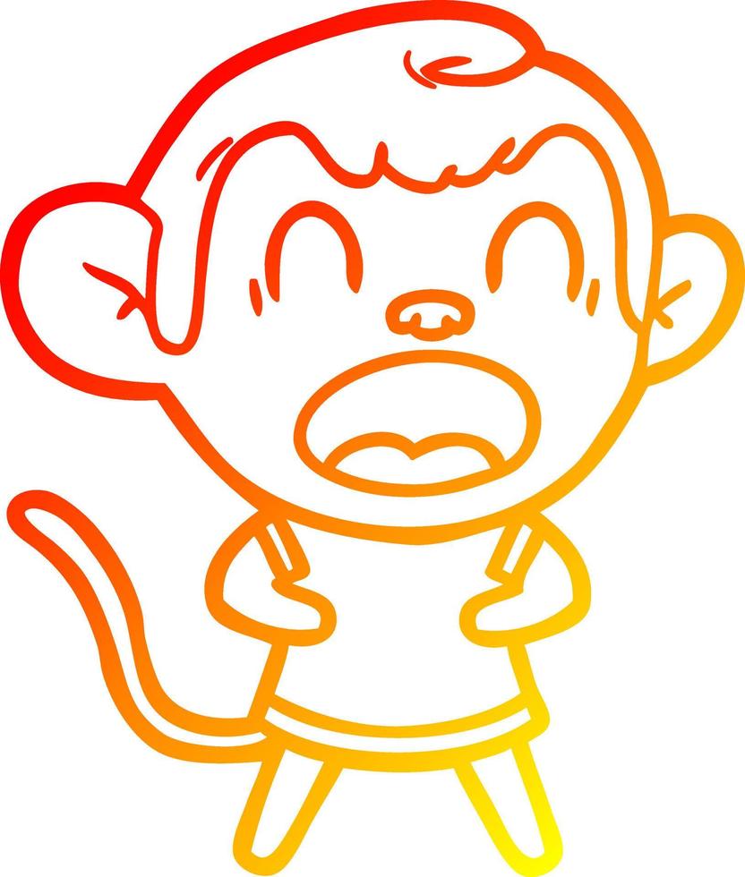 warme gradiënt lijntekening schreeuwende cartoon aap vector