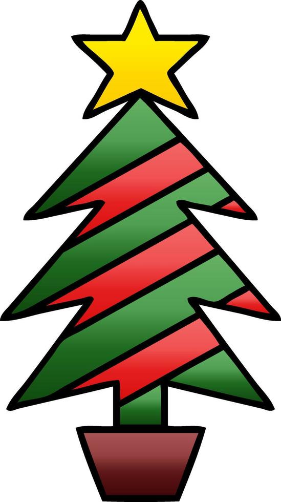 gradiënt gearceerde cartoon kerstboom vector