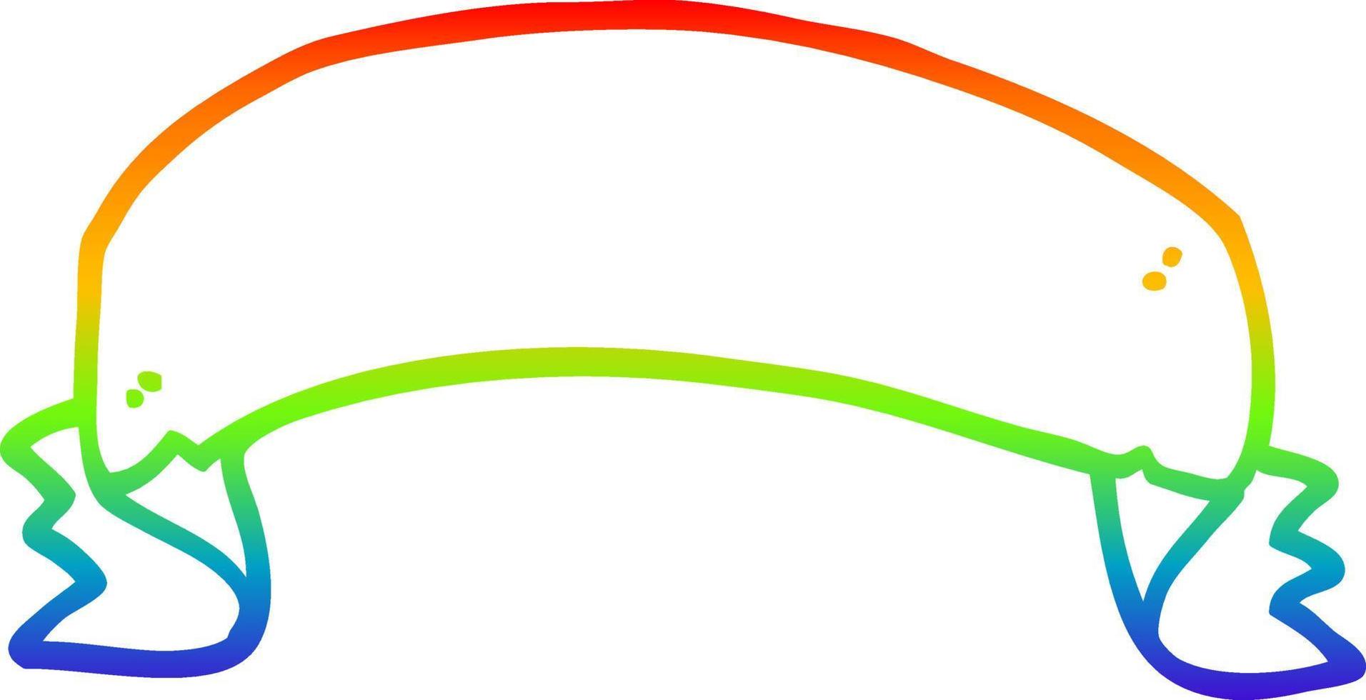 regenbooggradiënt lijntekening cartoon scroll banner vector