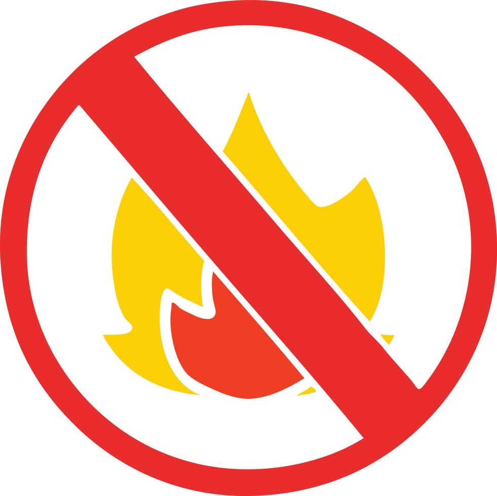 vlak kleur retro tekenfilm Nee brand toegestaan teken vector